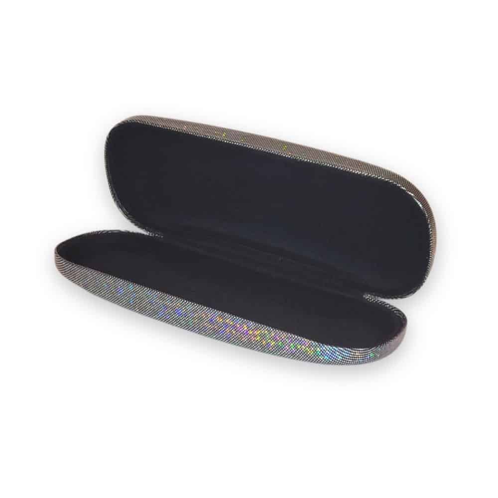 kids-sunglaKids Sunglasses - Holographic hard case - Grey open